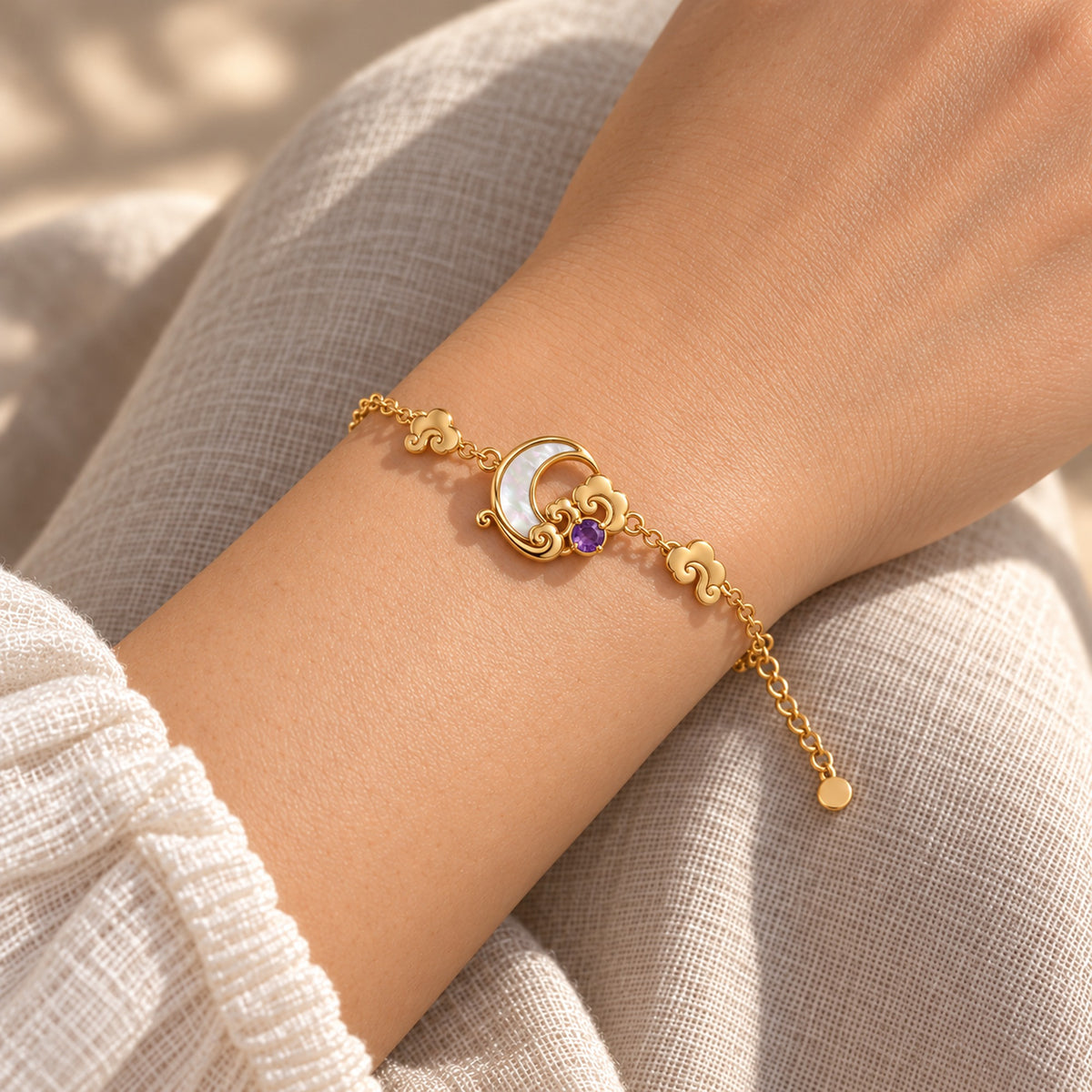 Moon Fairy Bracelet in gold, worn