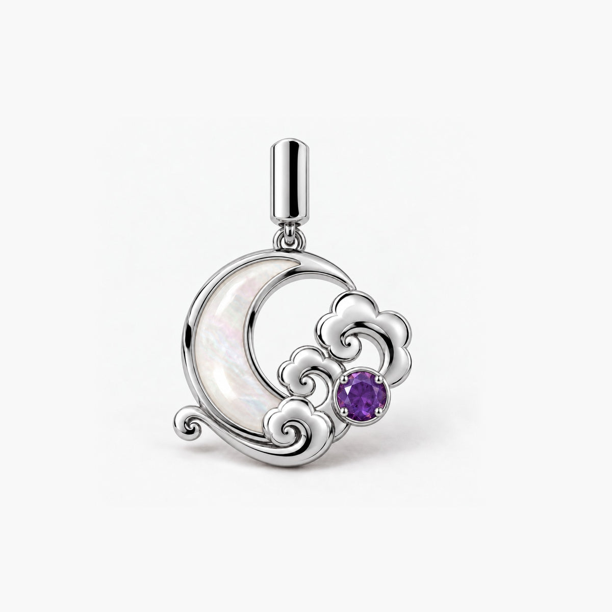 Moon Fairy Charm in silver, front view