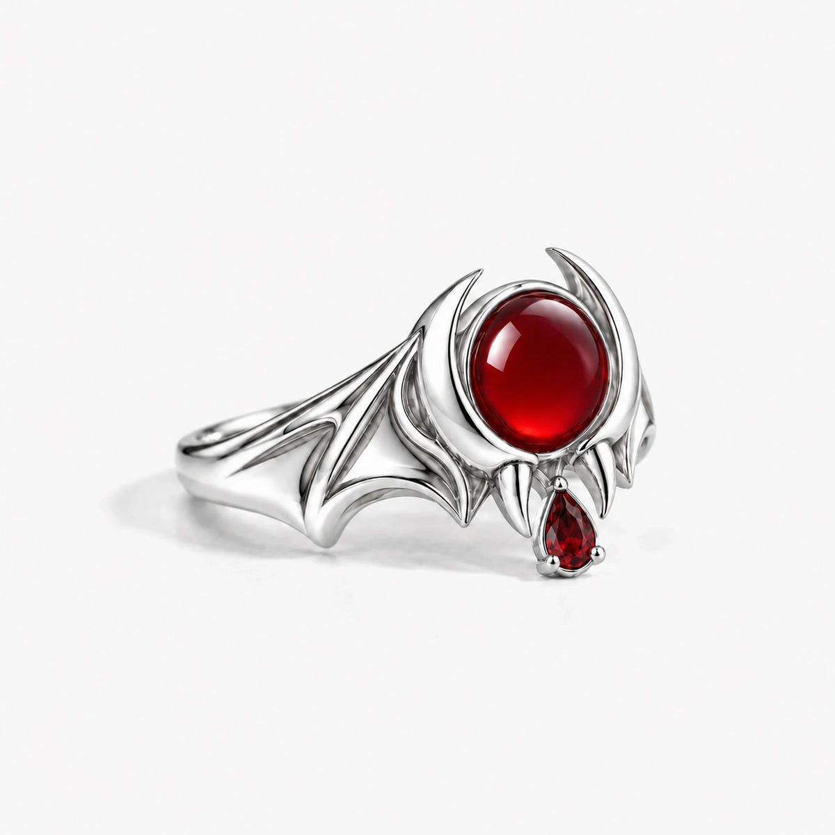 Crimson Wing Ring in Silver, right side