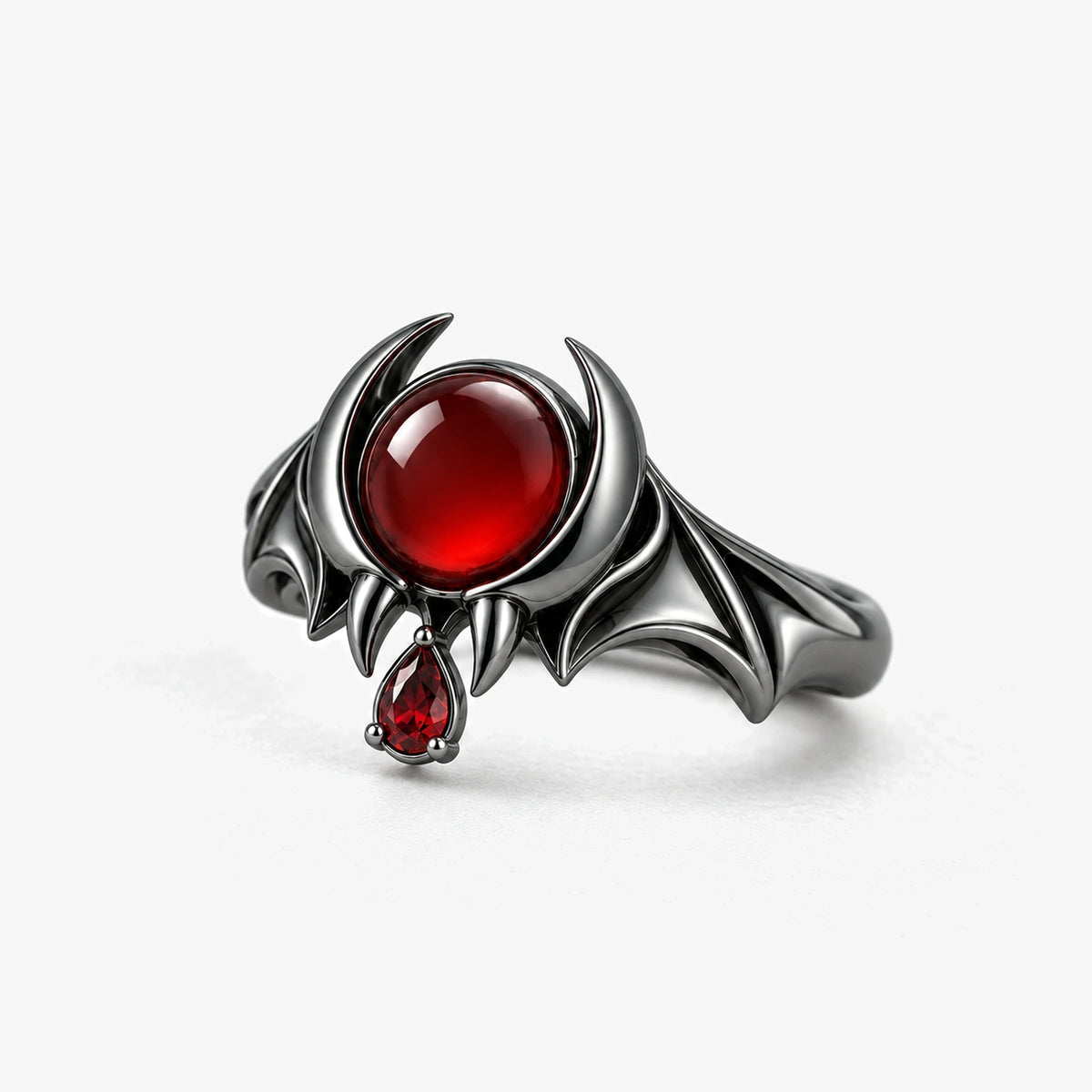 Crimson Wing Ring in Royal Black, left side