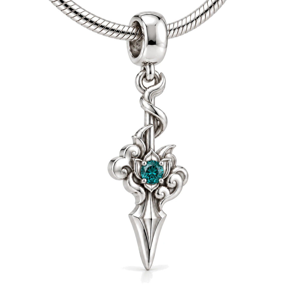 Dan Heng Cloud-Piercer Charm in silver, three-quarter view