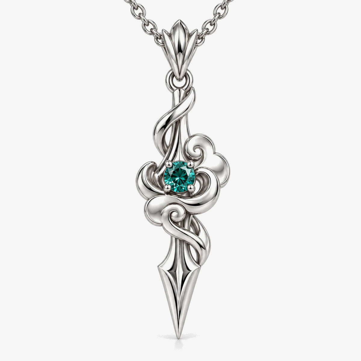 Dan Heng Cloud Spear Necklace in silver, front view