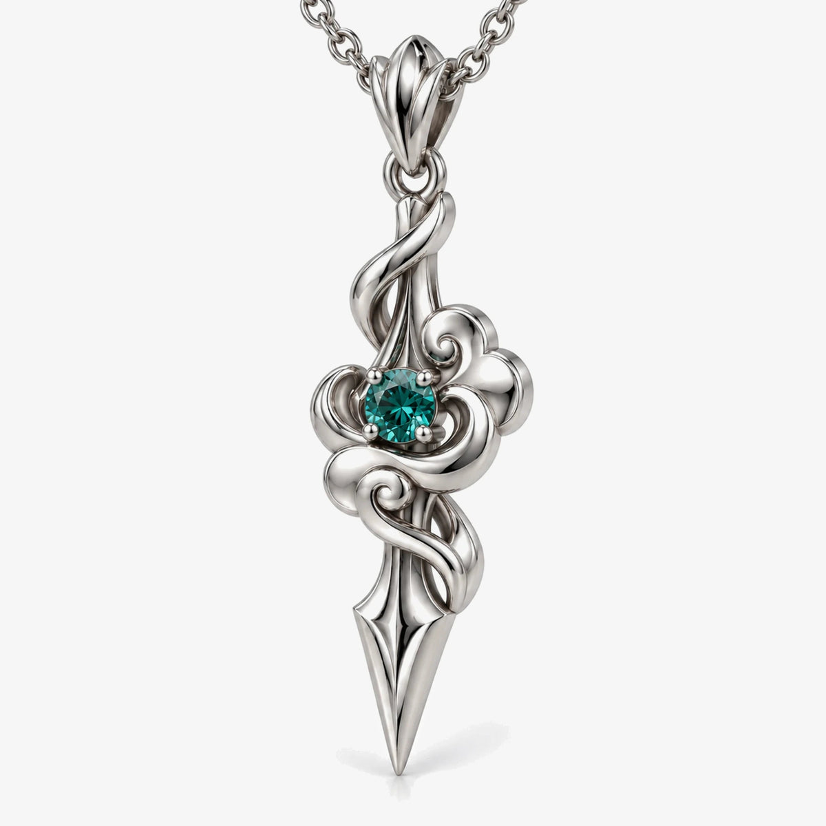Dan Heng Cloud Spear Necklace in silver, three-quarter view