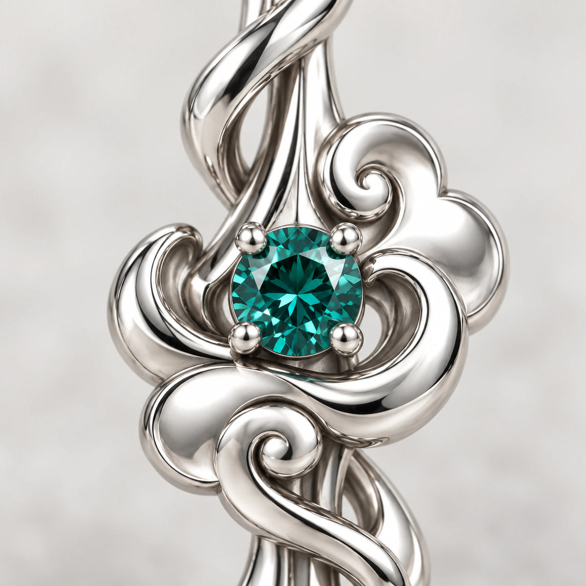 Dan Heng Cloud Spear Necklace, close-up of the teal-green stone and clouds