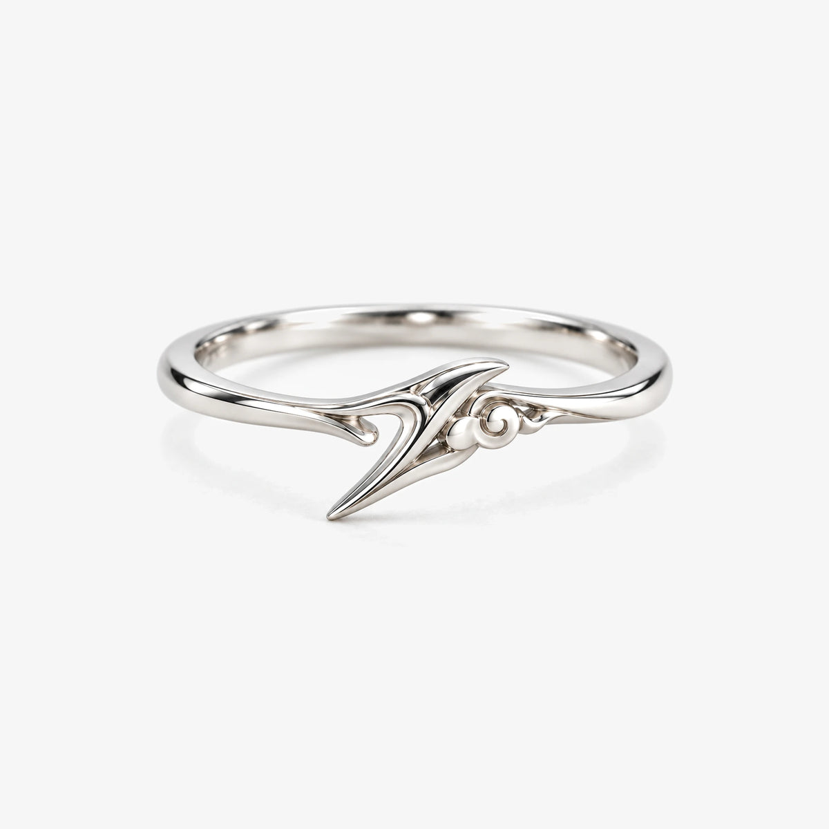 Dan Heng Cloudpiercer Stacking Ring Set in silver, the lower ring with the spear tip on its own