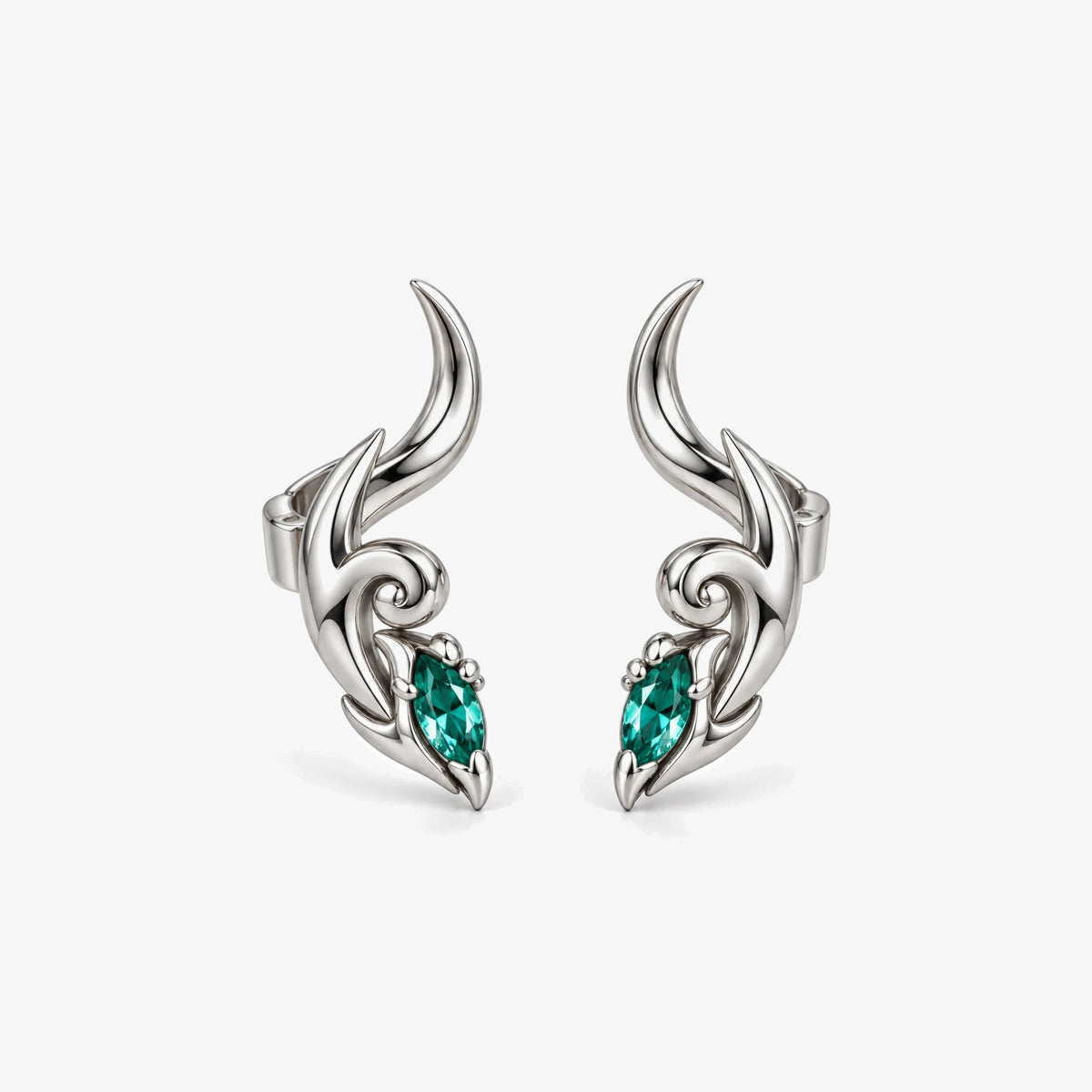 Dan Heng Dragon Horn Ear Cuffs in silver, the pair, front view