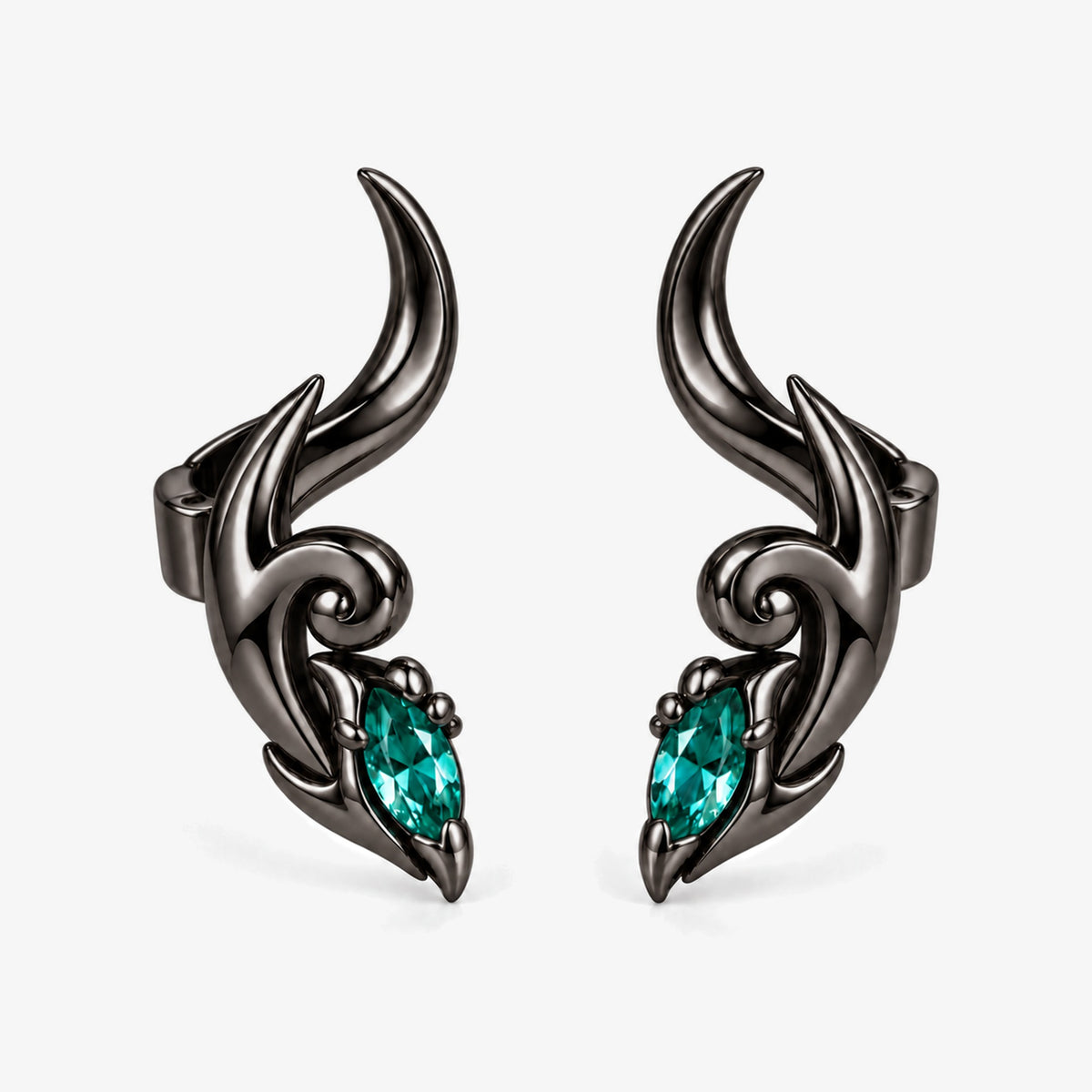 Dan Heng Dragon Horn Ear Cuffs in Royal Black, the pair, front view