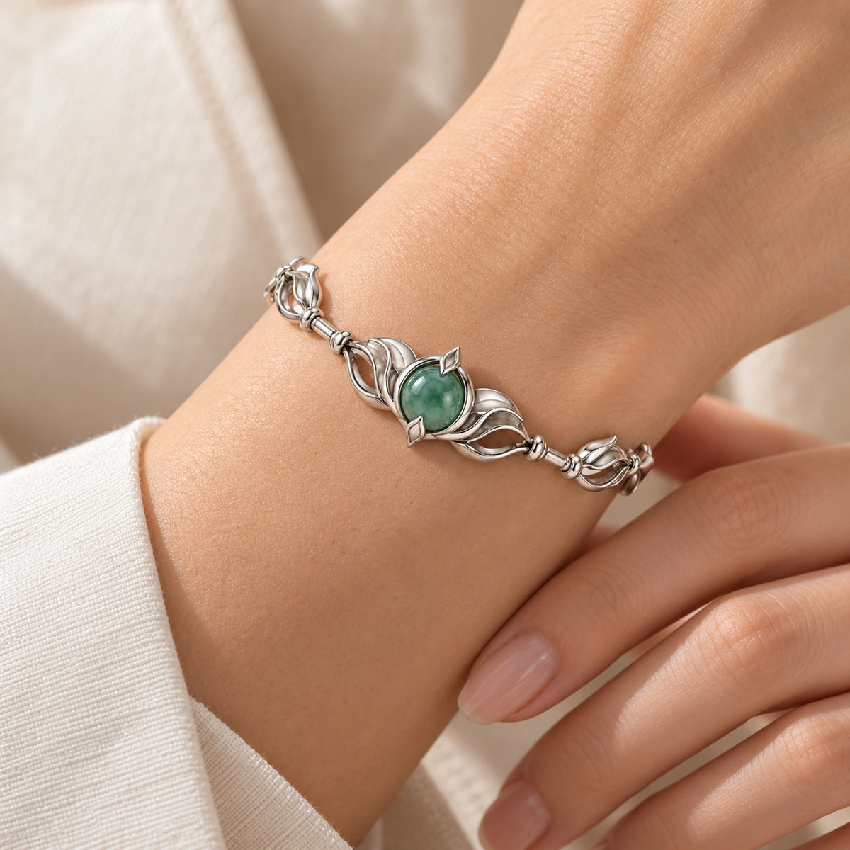 Dan Heng Lotuswake Bracelet in silver, worn on the wrist