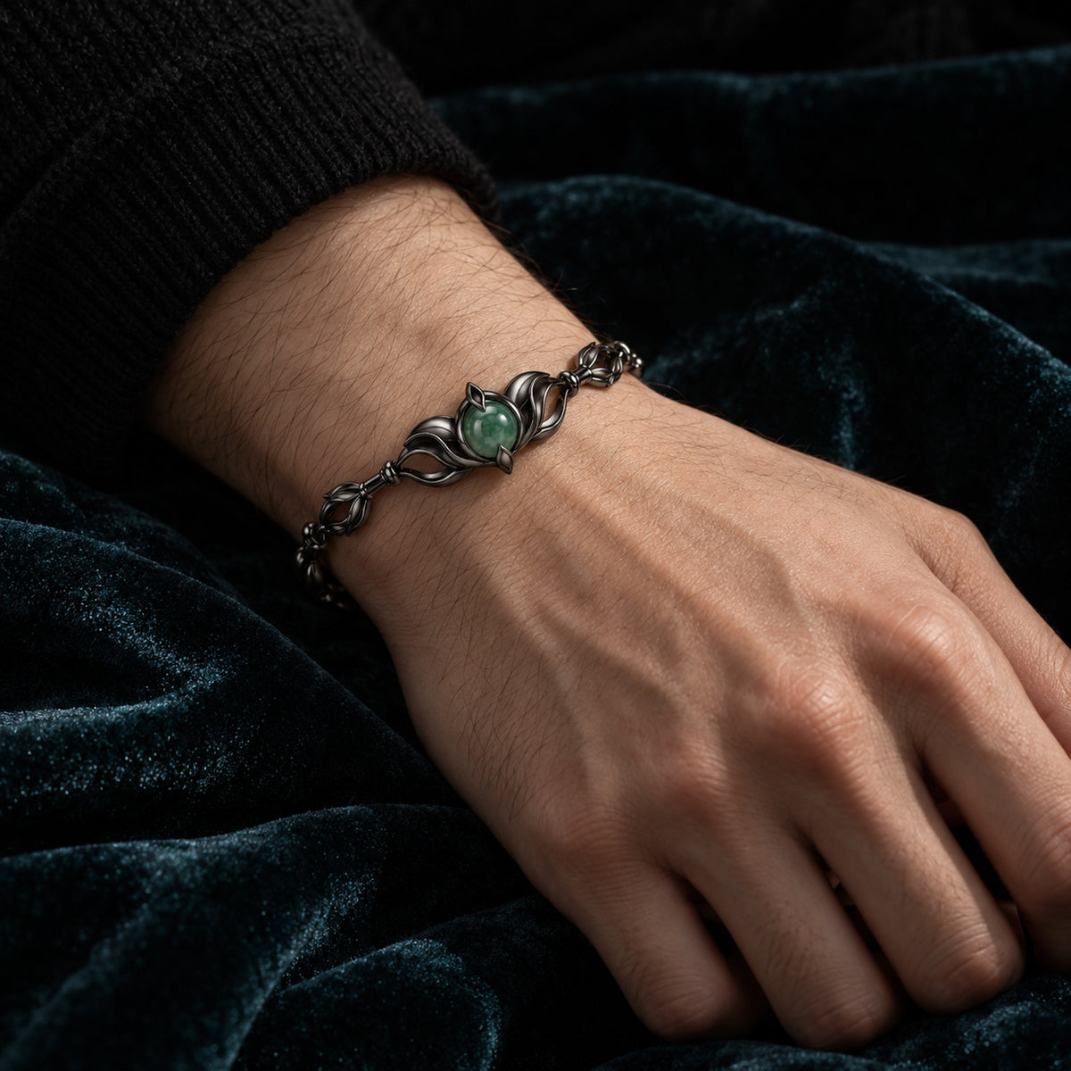 Dan Heng Lotuswake Bracelet in Royal Black, worn on a man's wrist