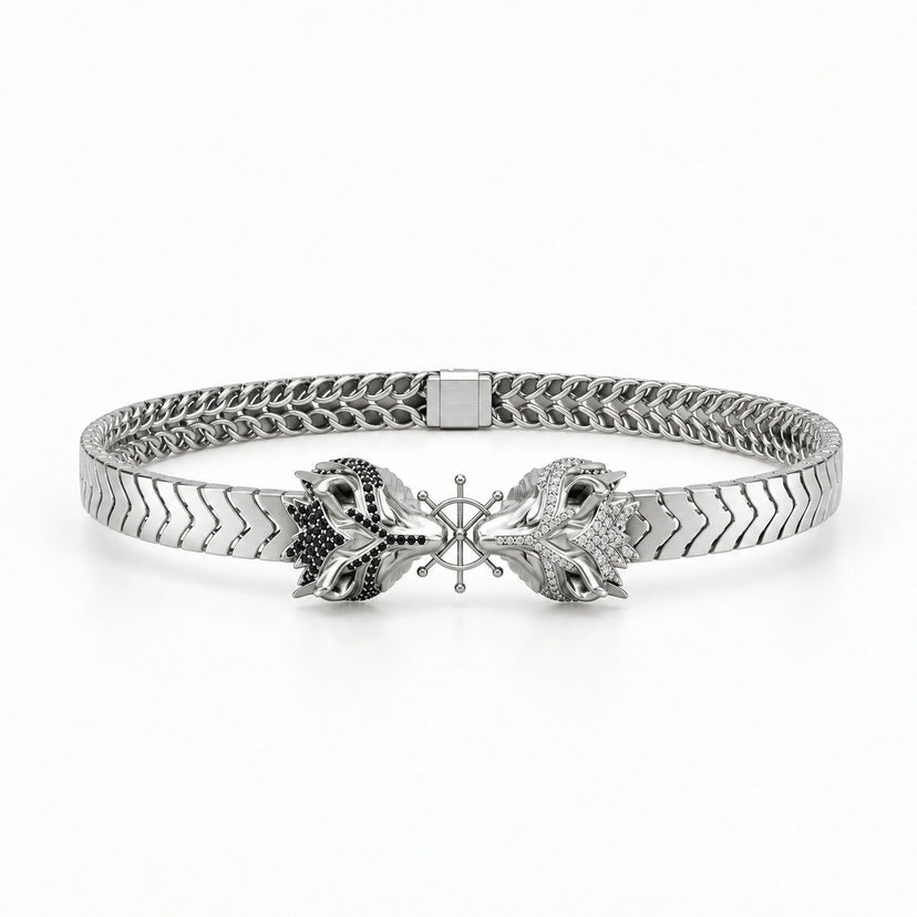Divine Dogs Bracelet - front silver