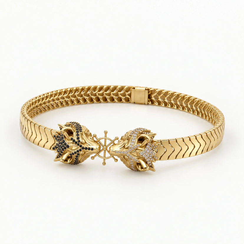 Divine Dogs Bracelet - front gold