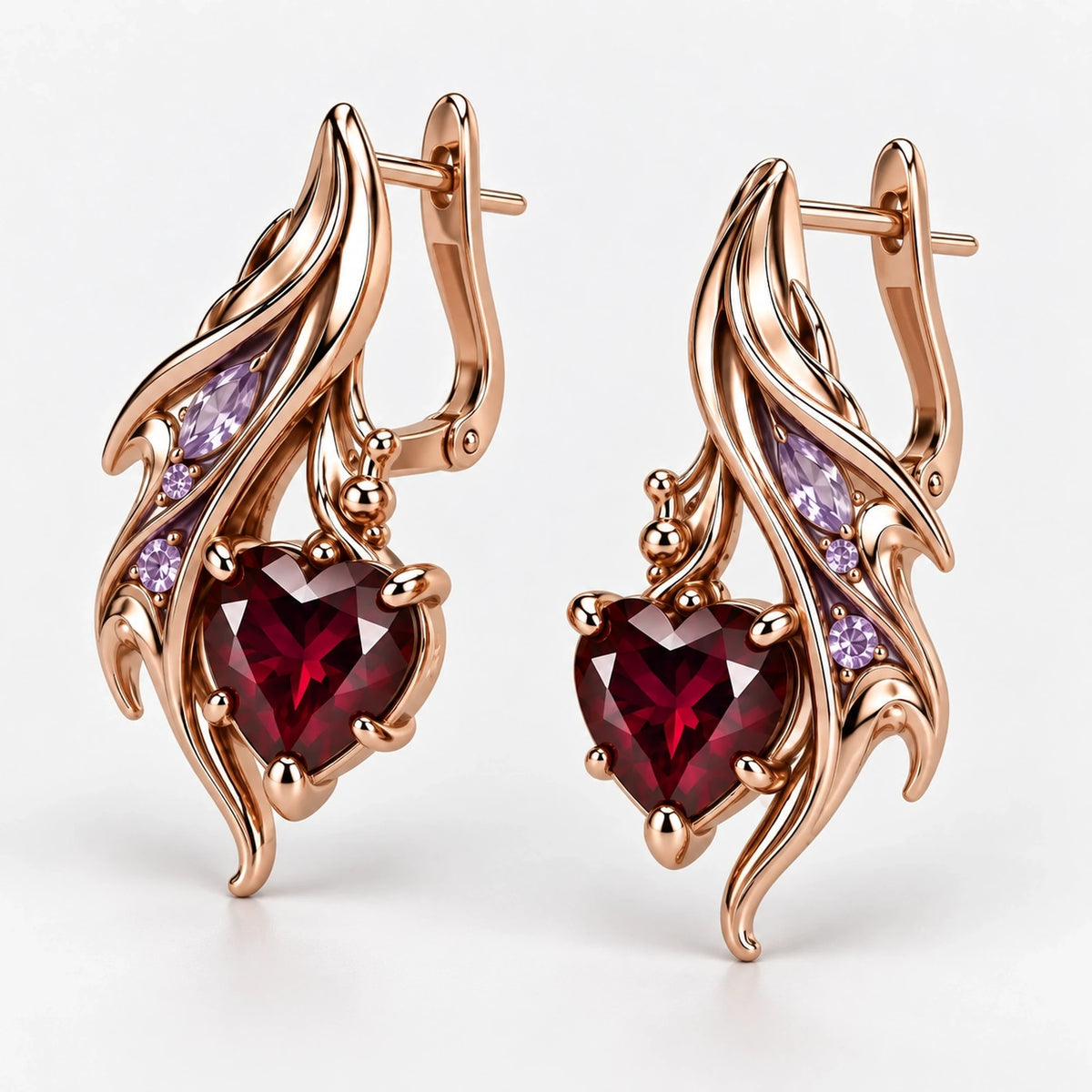 Durin Earrings in rose gold, three-quarter view