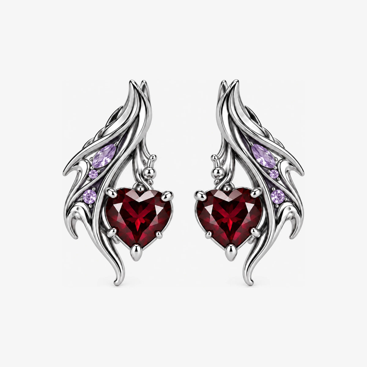Durin Earrings in silver, front view