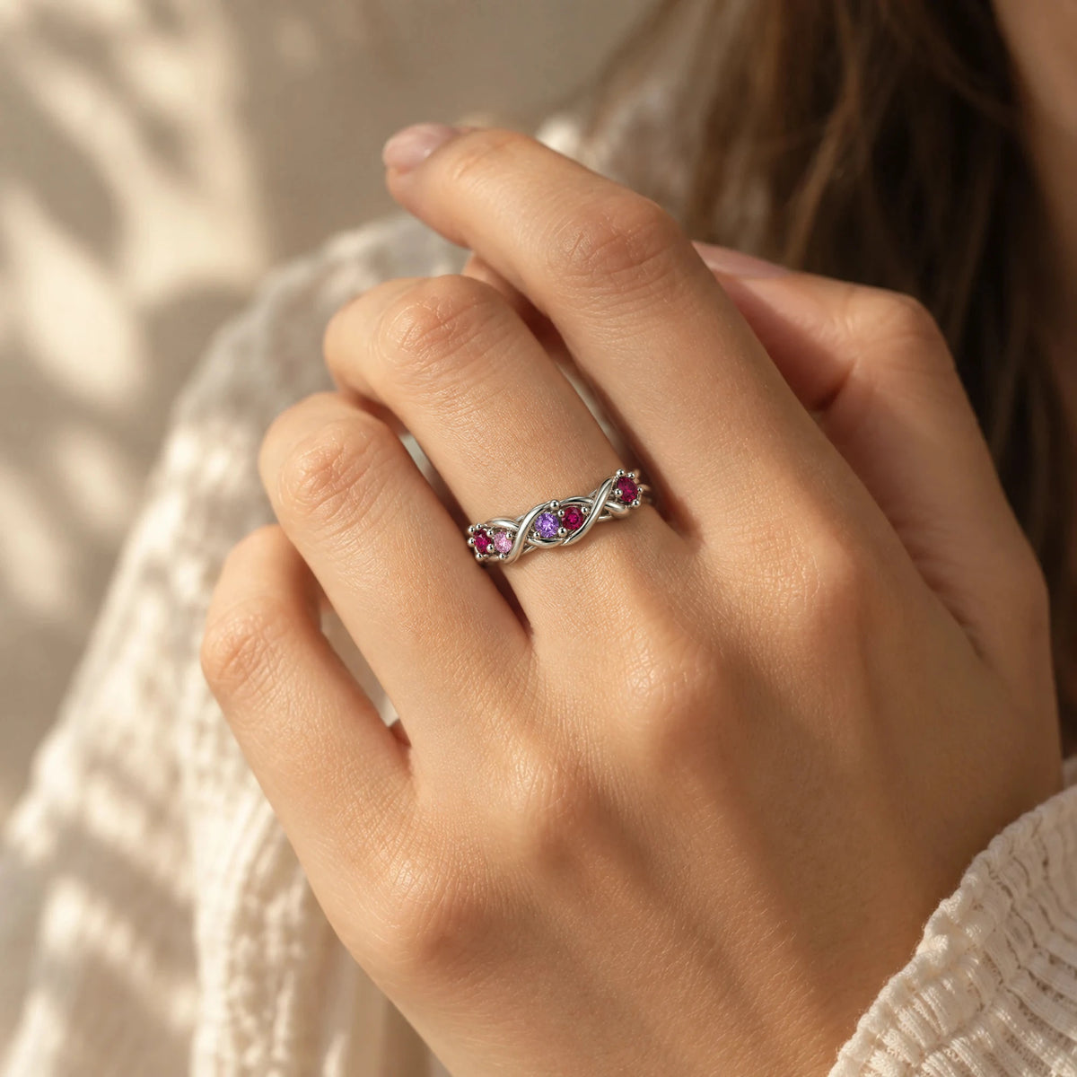 Durin Ring in silver worn on the hand