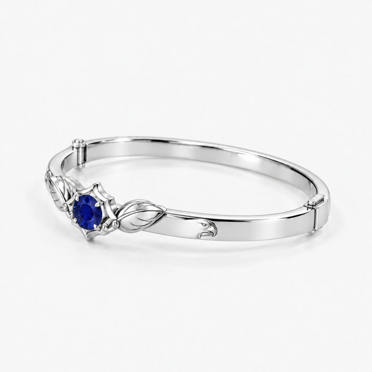 Eagle Feather Crest Bangle in silver, left side view