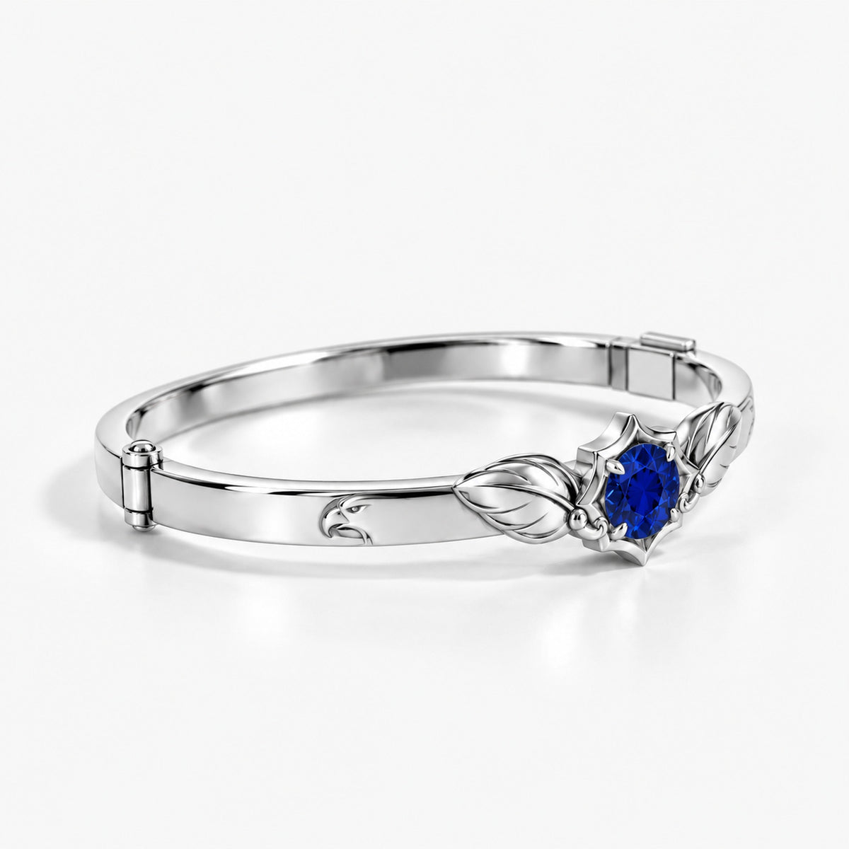 Eagle Feather Crest Bangle in silver, right side view