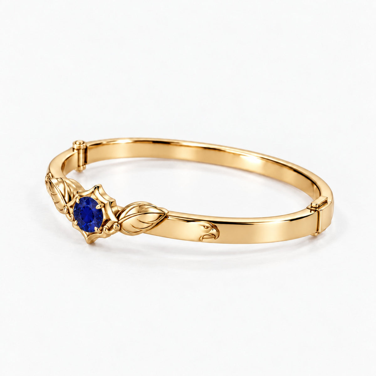 Eagle Feather Crest Bangle in gold, left side view