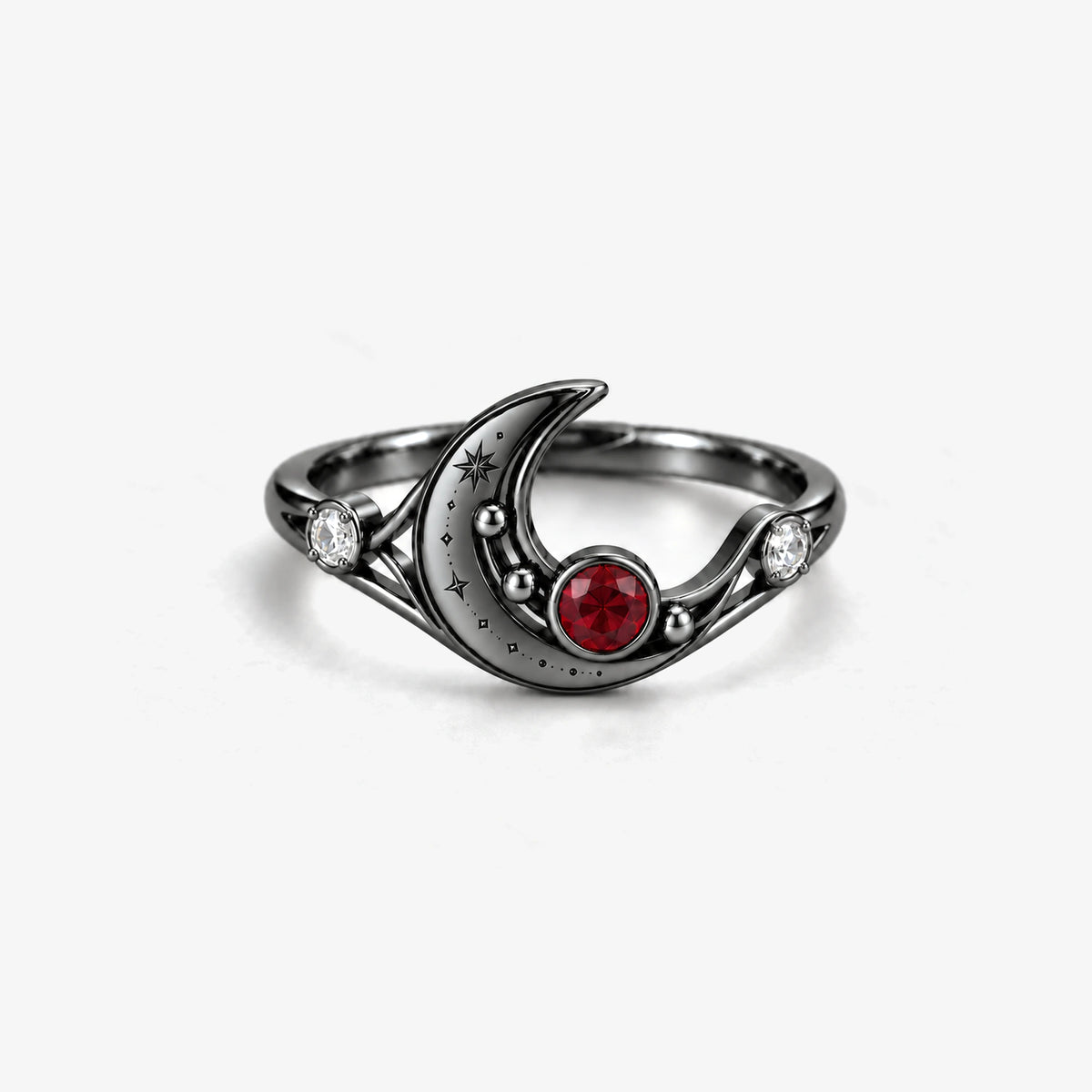 Eclipse Waltz Ring Duo in Royal Black, the moon ring on its own