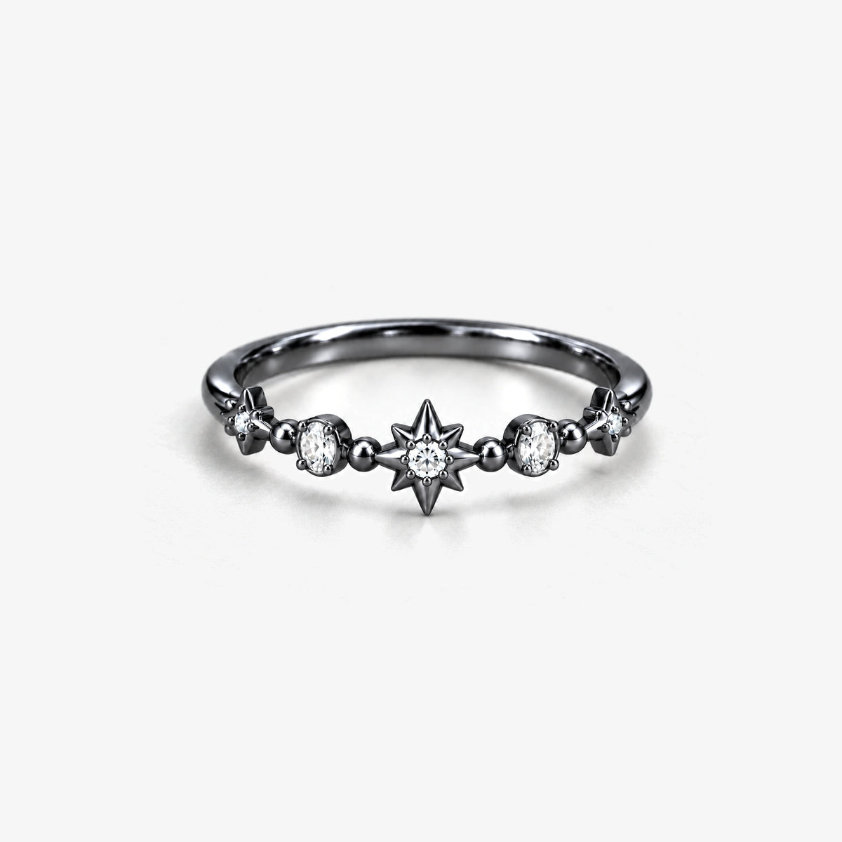 Eclipse Waltz Ring Duo in Royal Black, the star band on its own