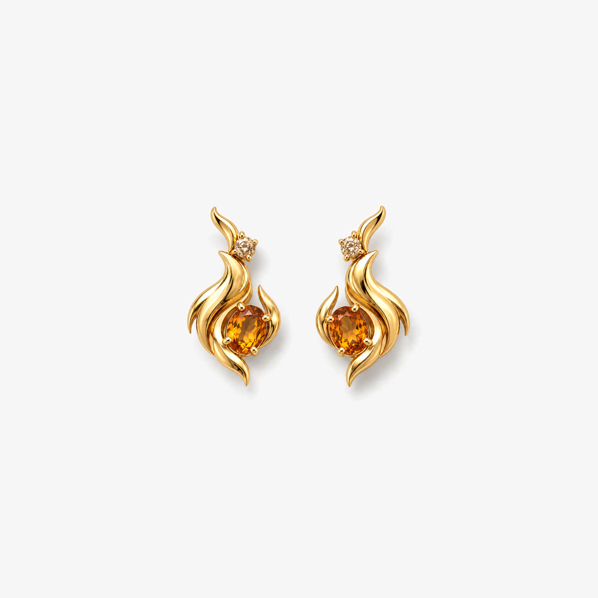 Ember Path Earrings in gold, front view