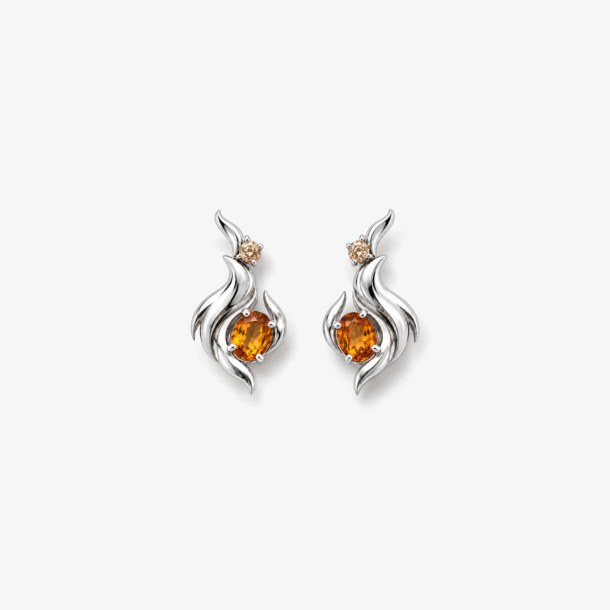 Ember Path Earrings in silver, front view