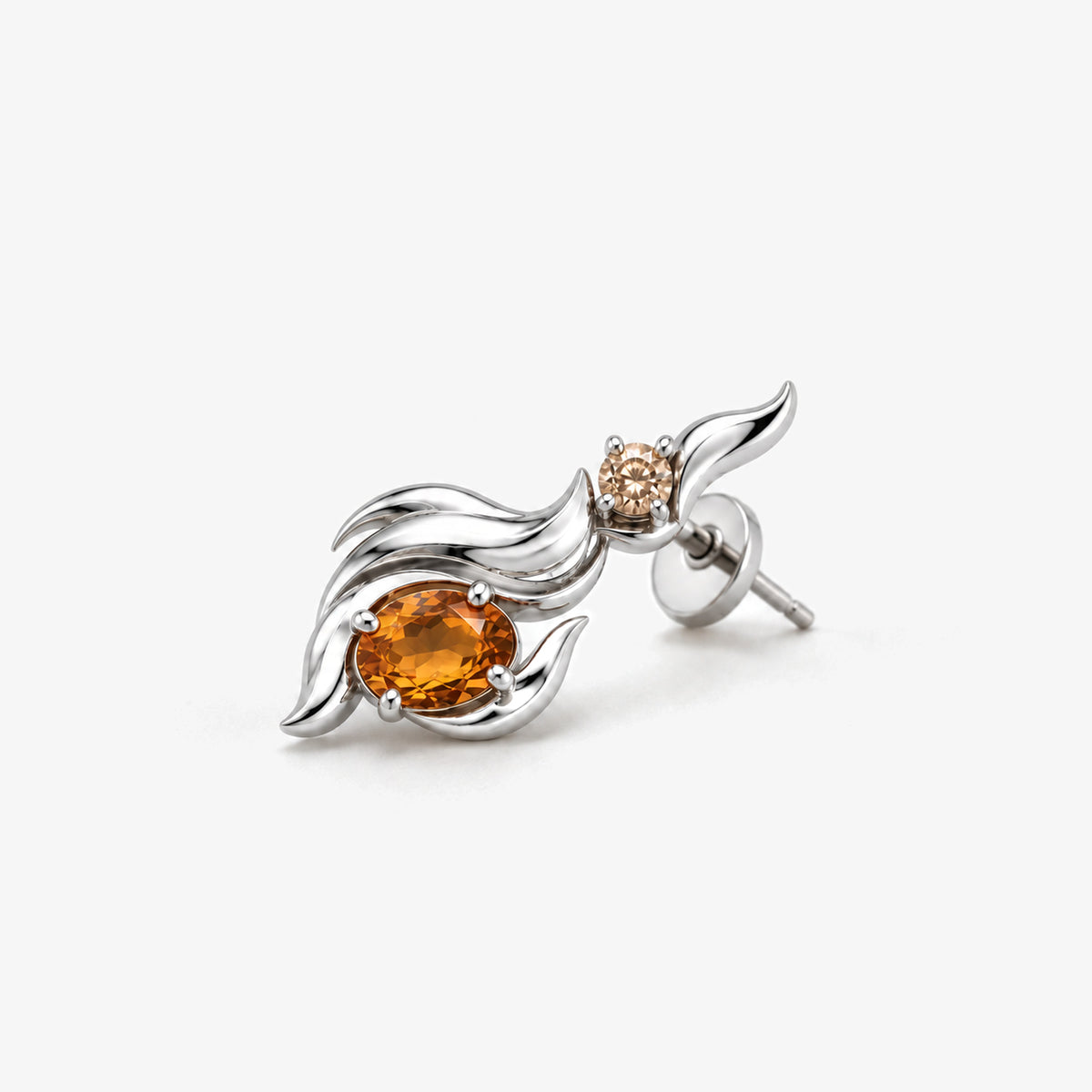 Ember Path Earrings in silver, side view