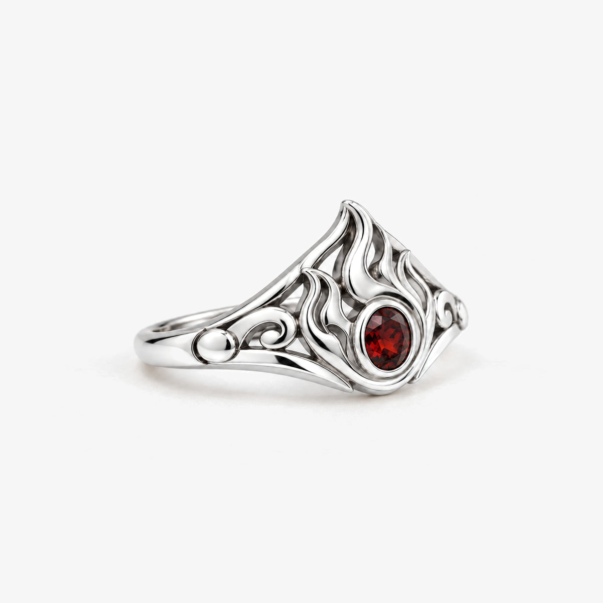 Fire Nation Crown Ring in silver, left side view