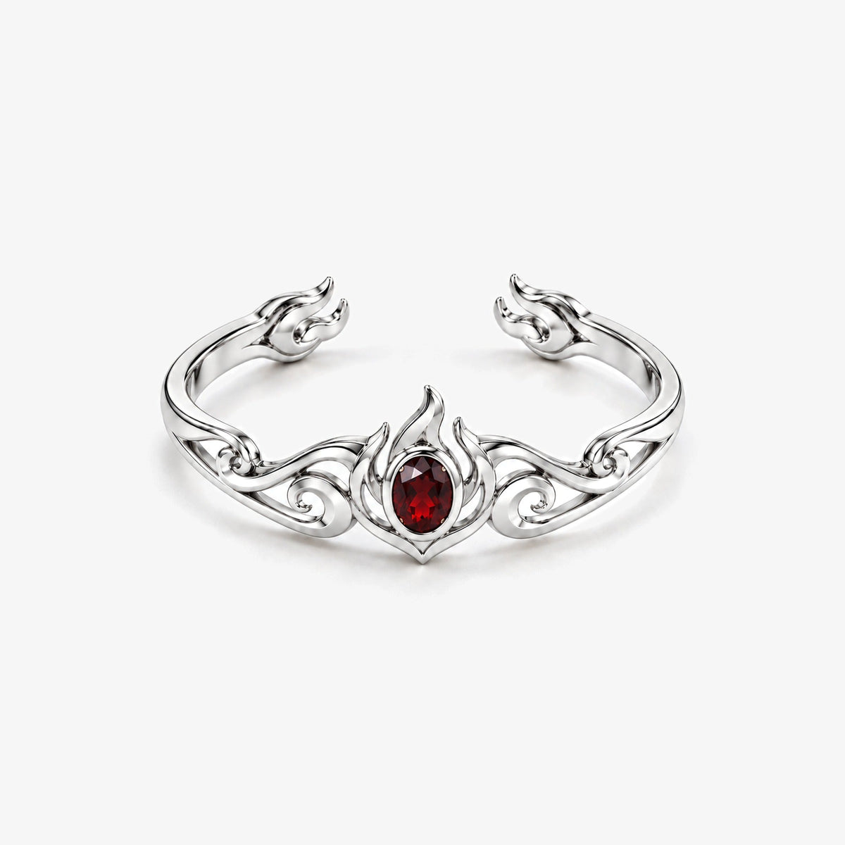 Fire Nation Insignia Cuff in silver, front view