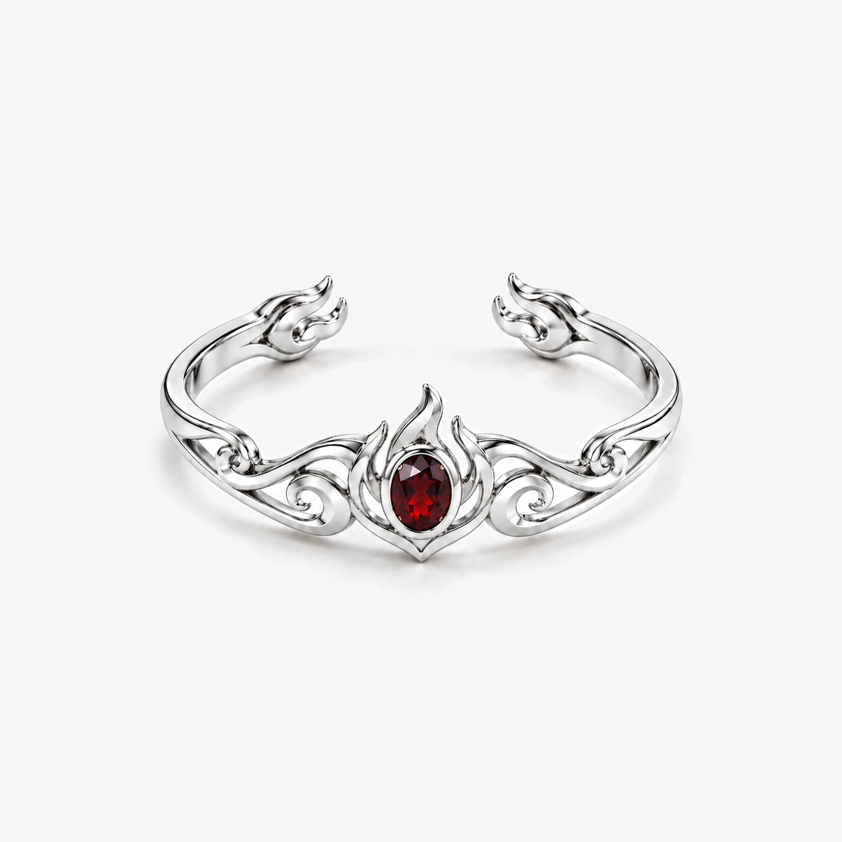 Fire Nation Insignia Cuff in silver, front view
