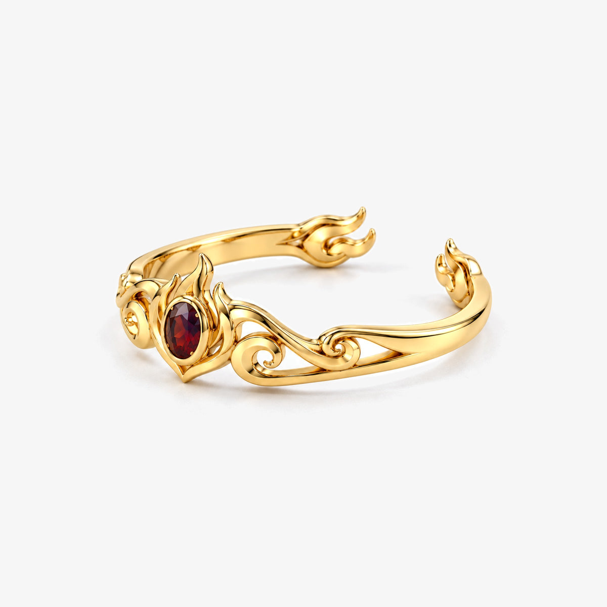 Fire Nation Insignia Cuff in gold, left side view