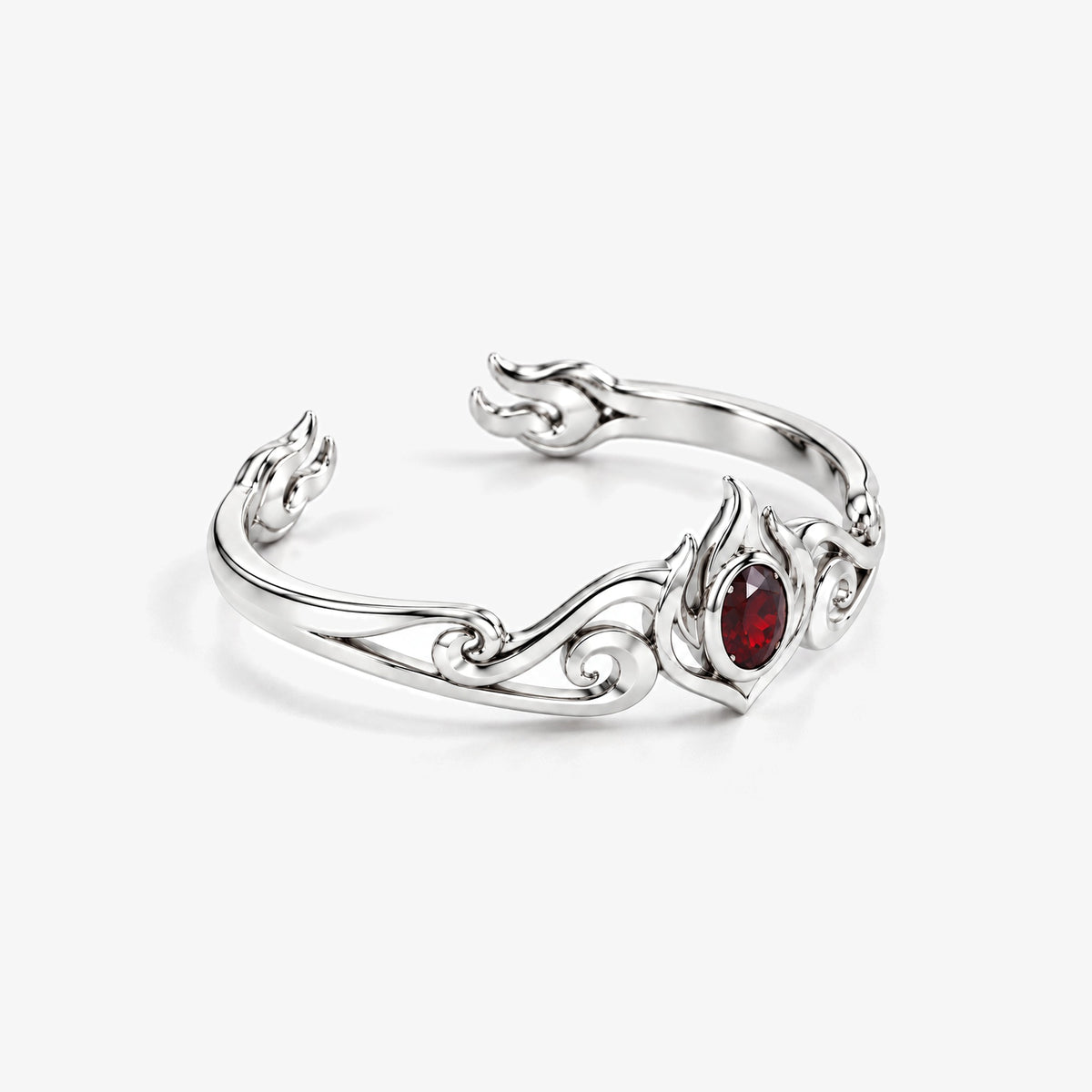 Fire Nation Insignia Cuff in silver, right side view