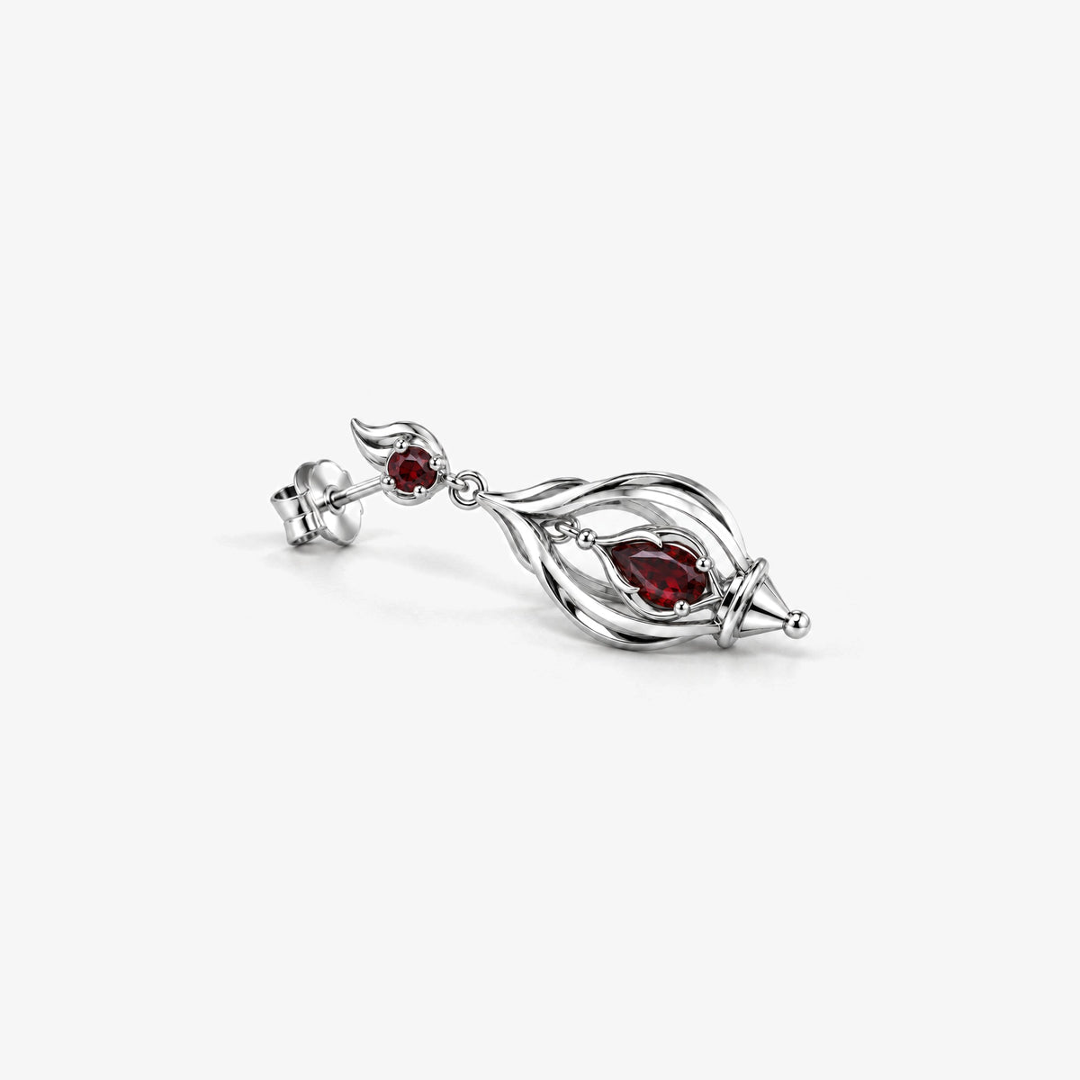 Fire Nation Lantern Earrings in silver, side view