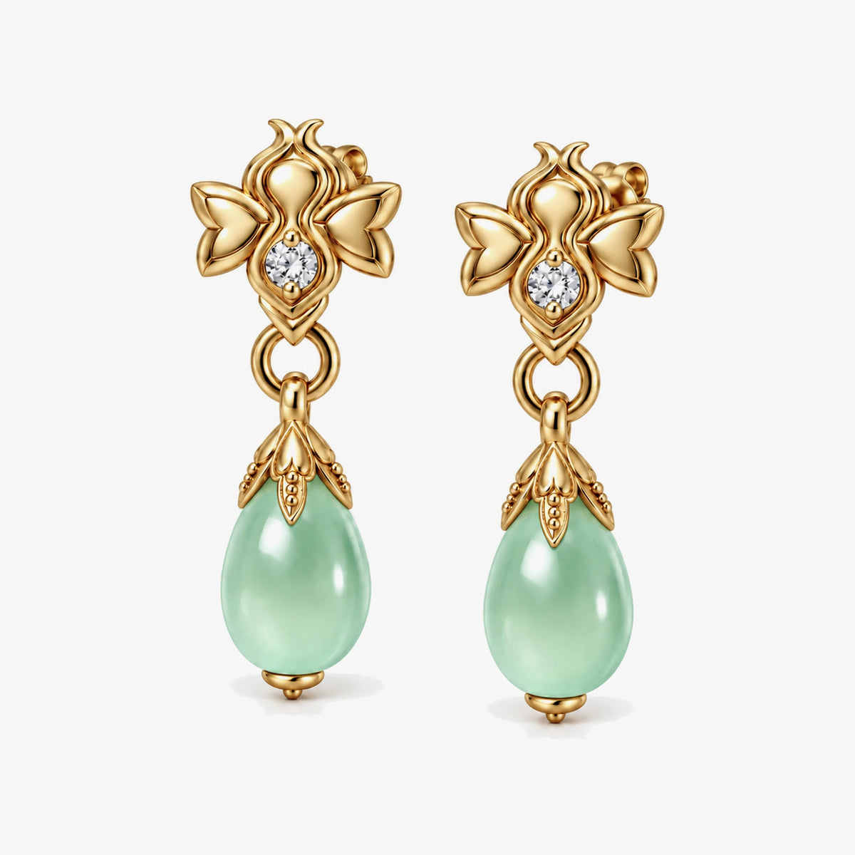 Firefly Earrings in gold, front view