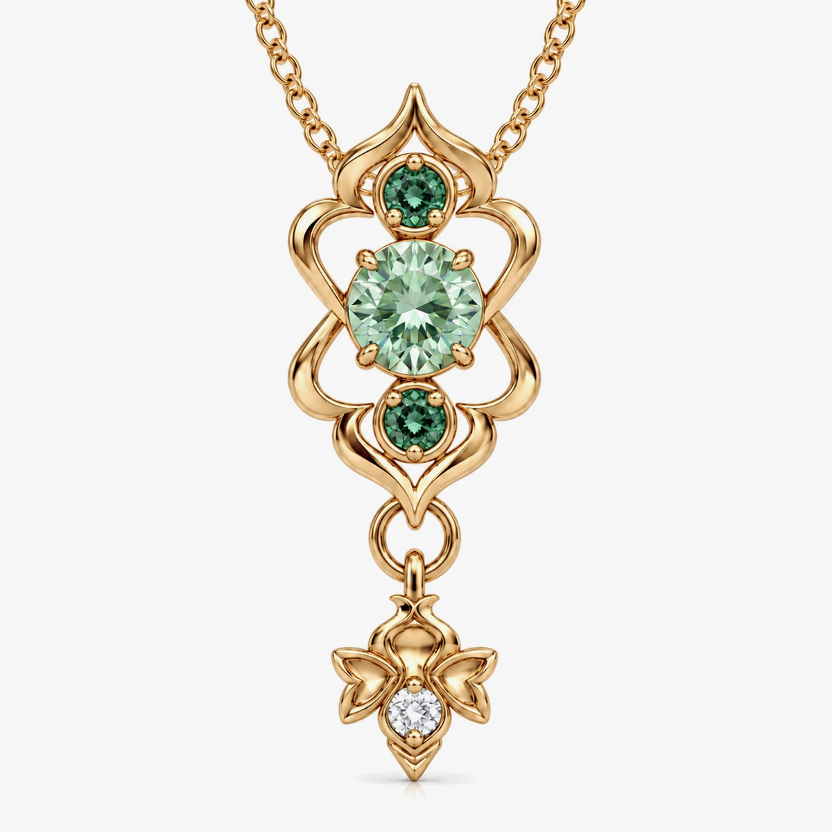 Firefly Necklace in gold, front view