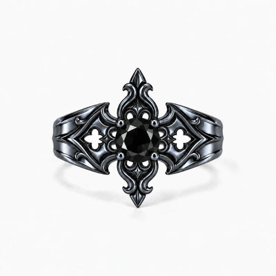 Midnight Fleur Cross Ring