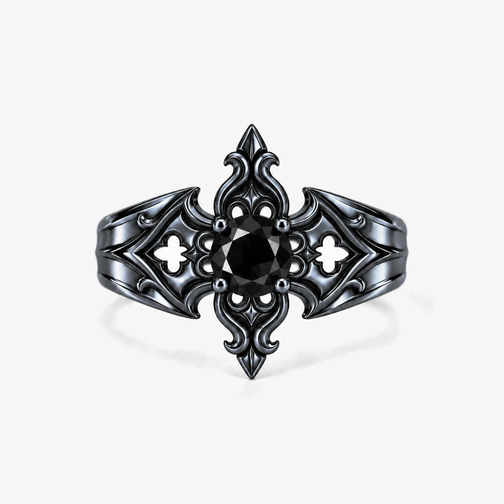 Midnight Fleur Cross Ring