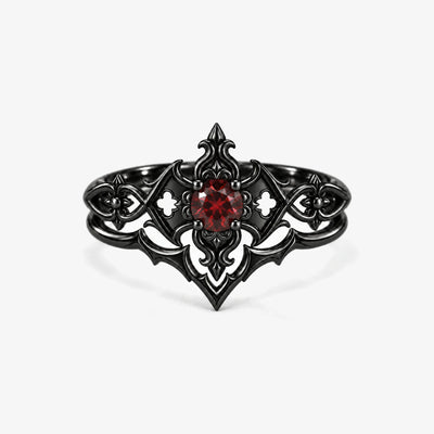 Crimson Fleur Cross Ring