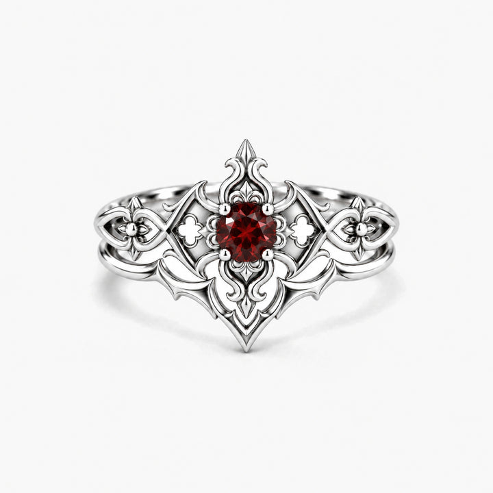 Crimson Fleur Cross Ring