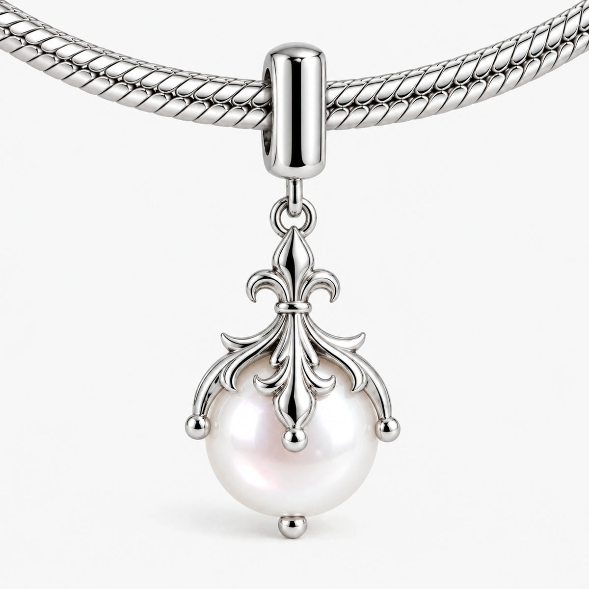 Shikon Jewel Charm in silver on a snake chain charm bracelet