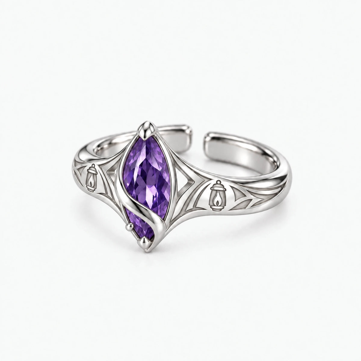 Flins Ring in silver, side view