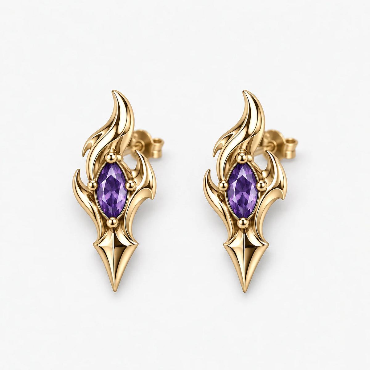 Flins Earrings in gold, front view