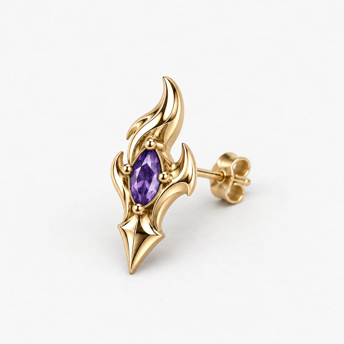 Flins Earrings in gold, side view