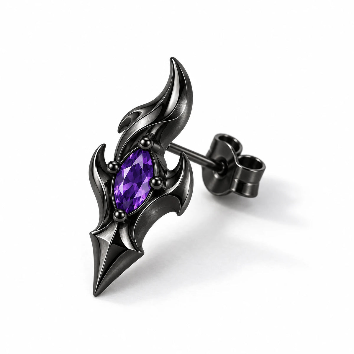 Flins Earrings in Royal Black, side view