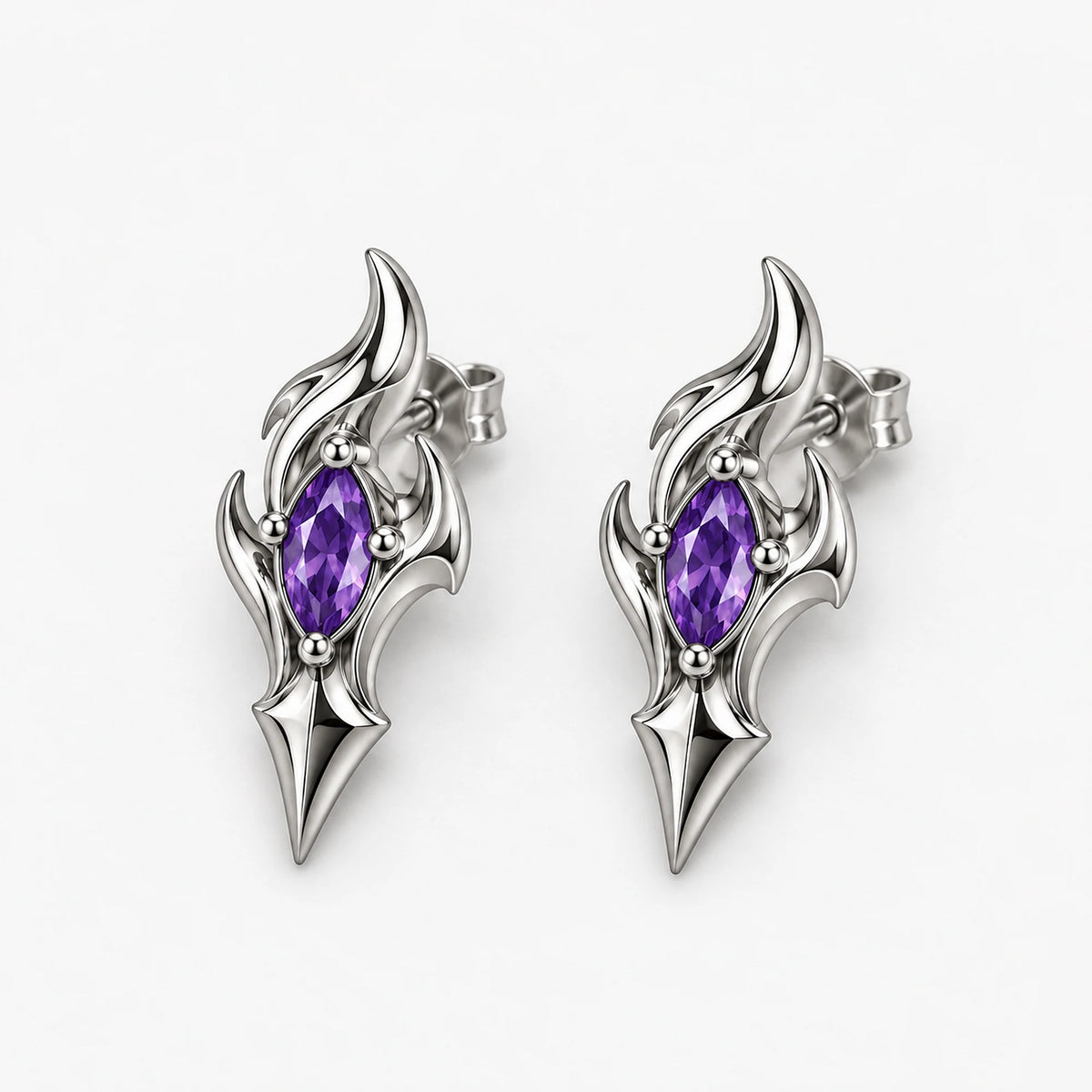 Flins Earrings in silver, front view