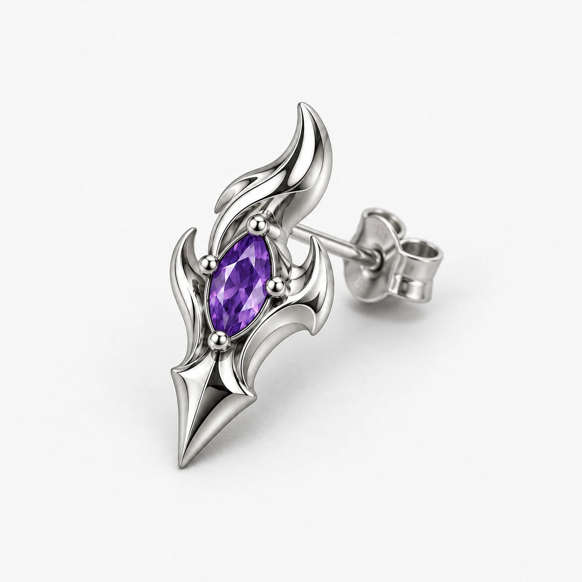 Flins Earrings in silver, side view