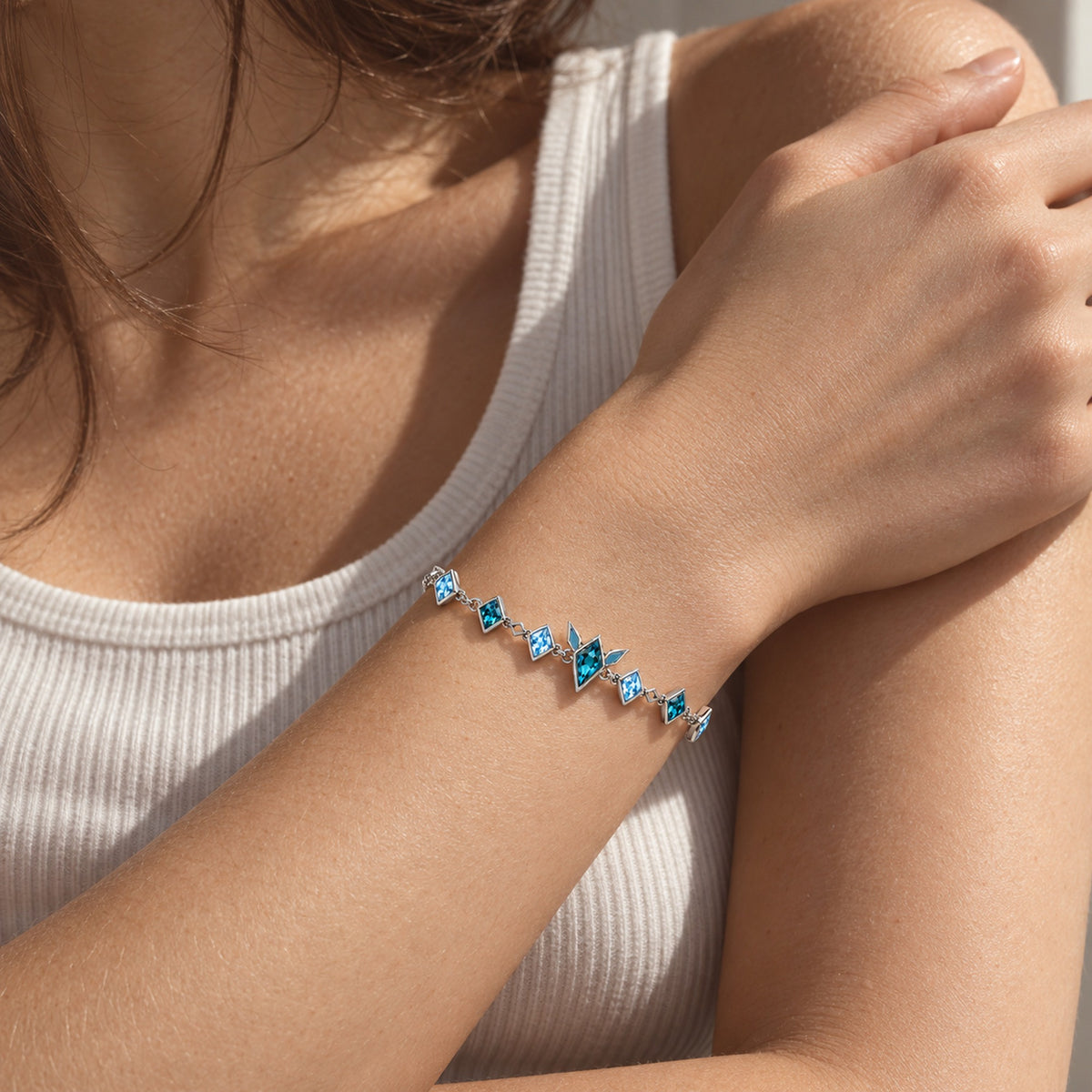 Frost Path Bracelet in silver, worn
