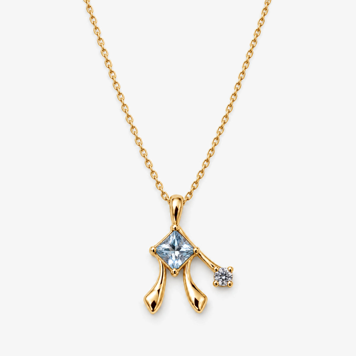 Frost Path Necklace in gold, front view
