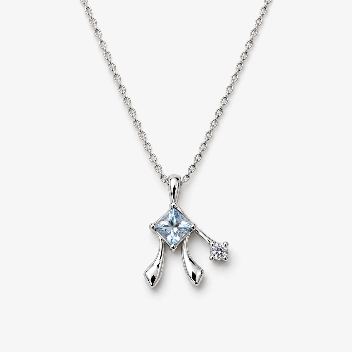 Frost Path Necklace in silver, front view