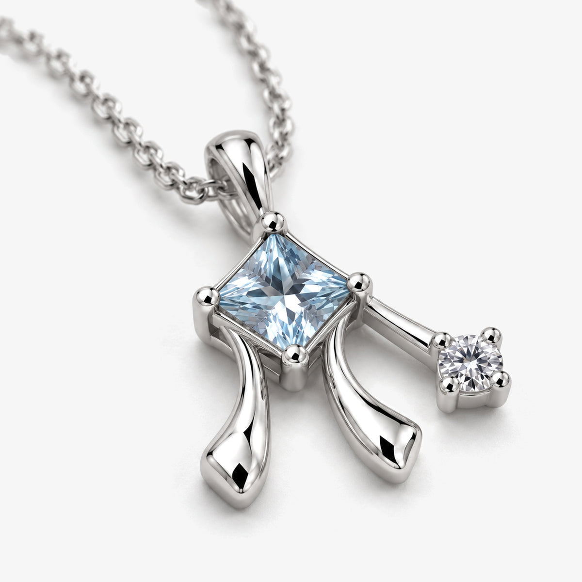 Frost Path Necklace in silver, angled view