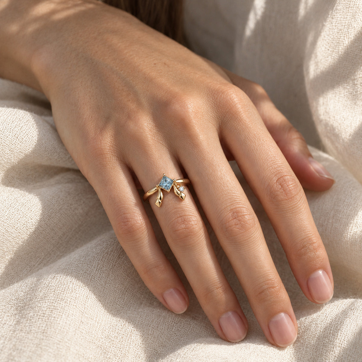 Frost Path Ring in gold, worn